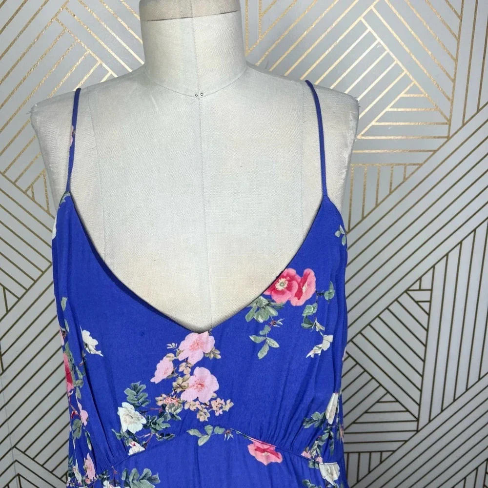 Lovers + Friends Teresa Floral Ruffle Mini Dress in Feeling Blue Size US XL - Picture 3 of 12